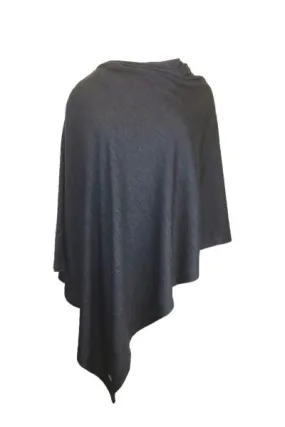 100% MERINO WOOL PONCHO EASY STYLE LAYER CHARCOAL