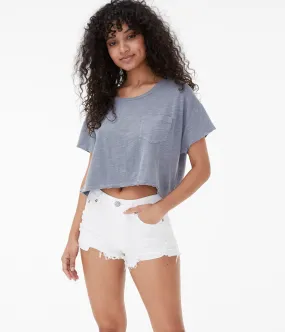 Aeropostale Air Softspun Pigment Garment-Dyed Cropped Pocket Crew Tee