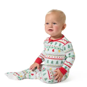 Baby & Toddler Neutral Oh What Fun Fair Isle Hacci Snug Fit Footed Pajamas