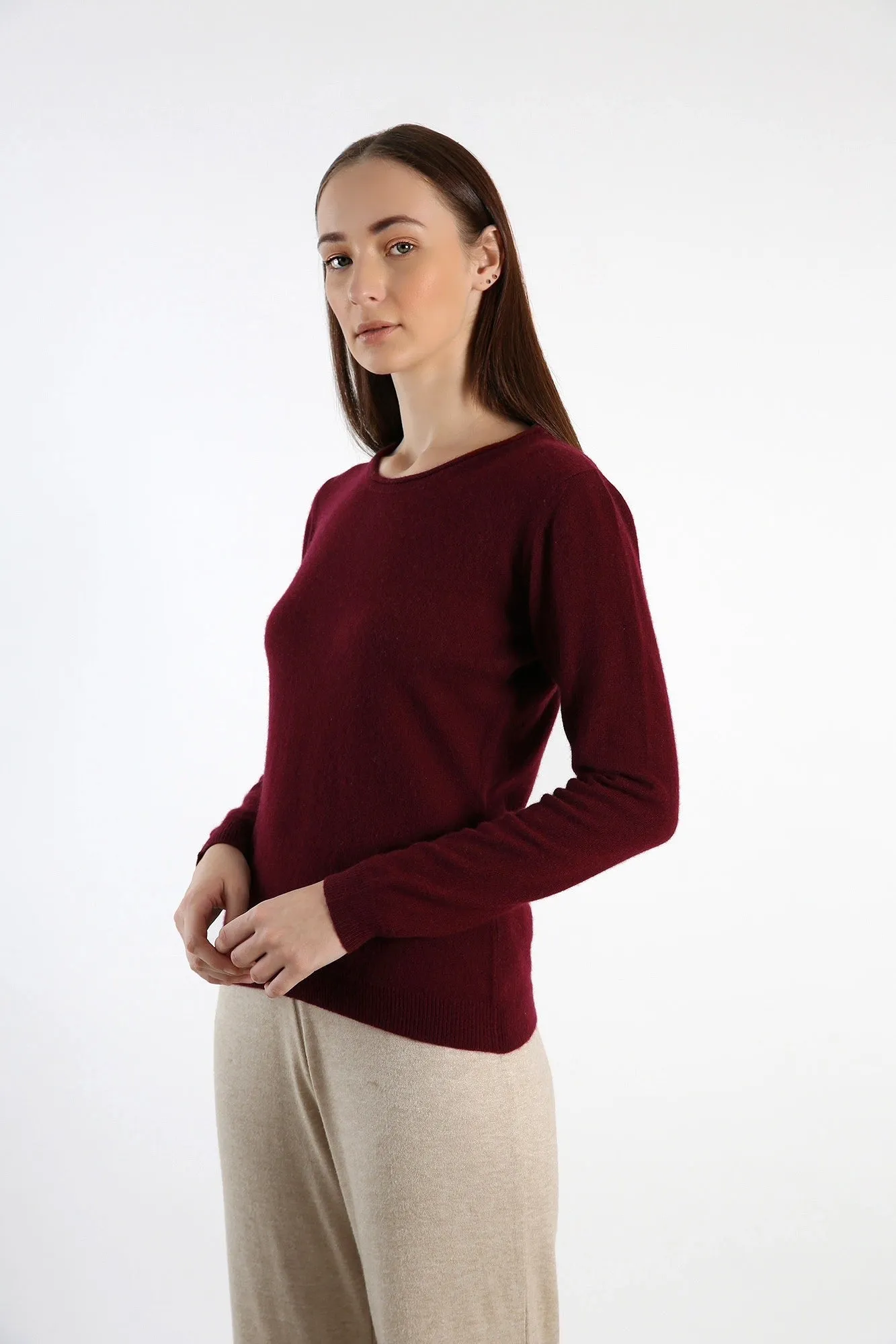 Beetroot Roll-neckline pure Cashmere Sweater