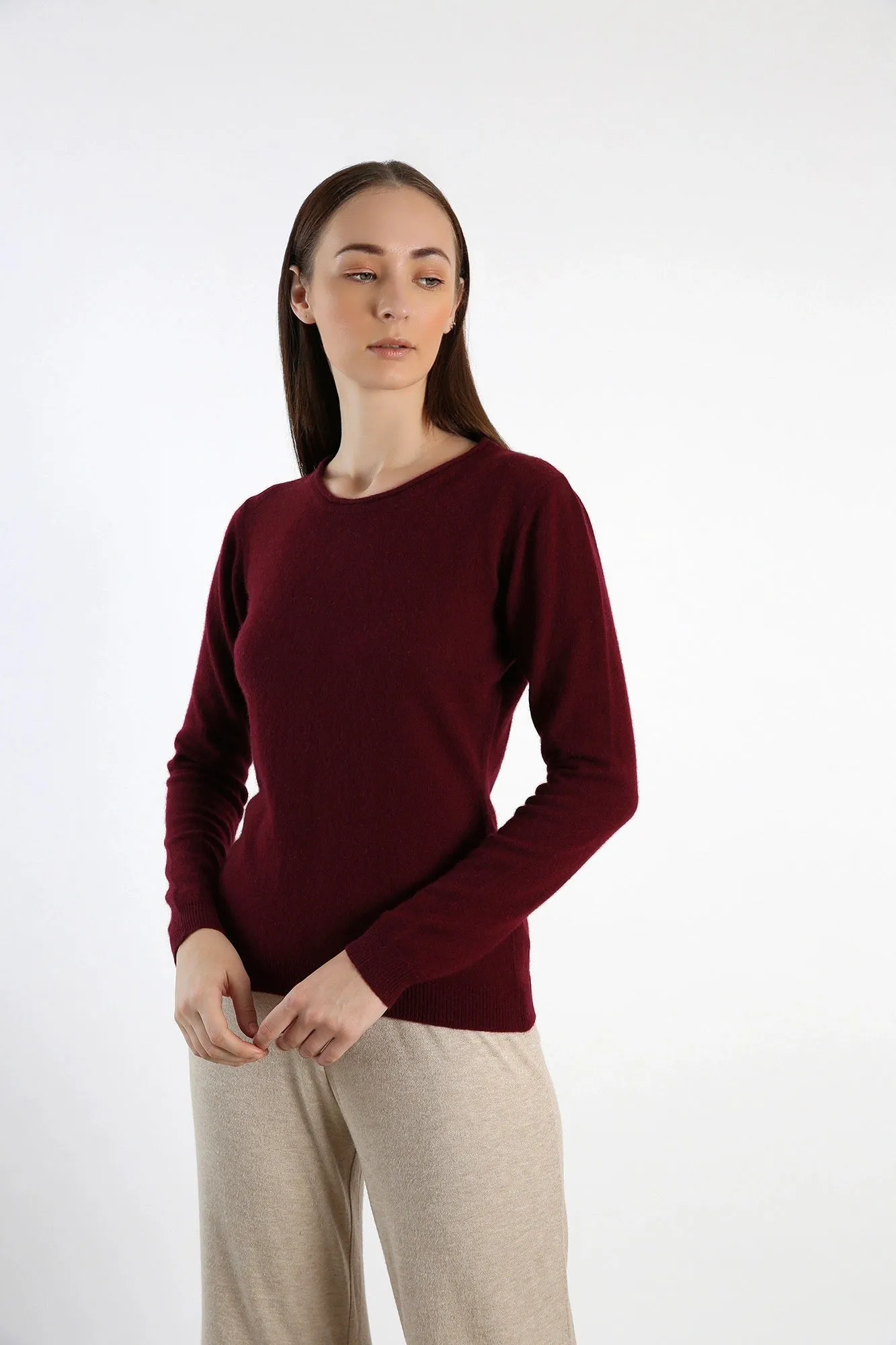 Beetroot Roll-neckline pure Cashmere Sweater