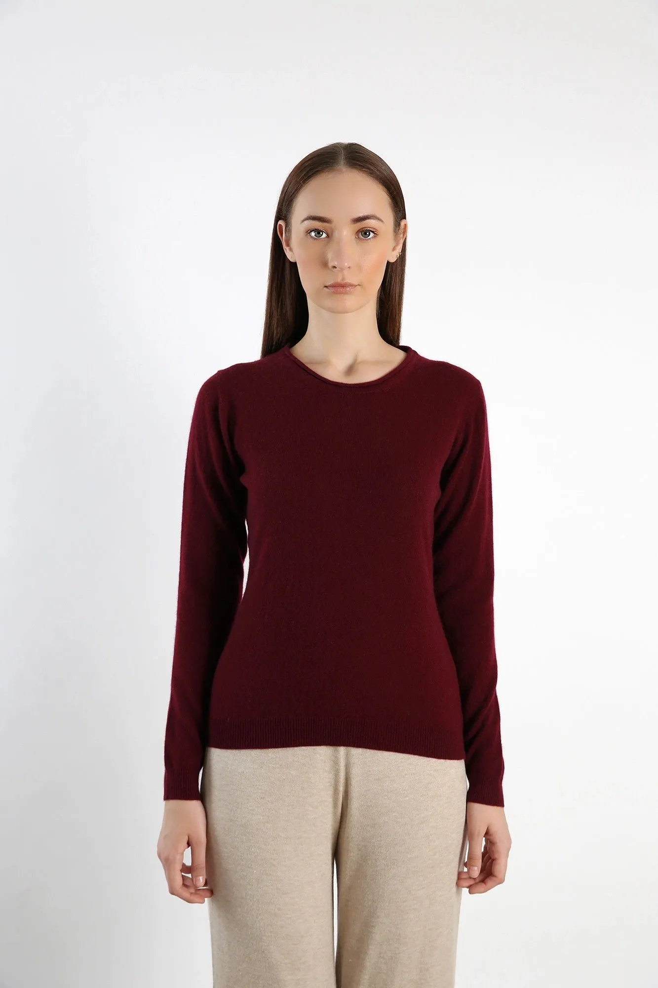 Beetroot Roll-neckline pure Cashmere Sweater