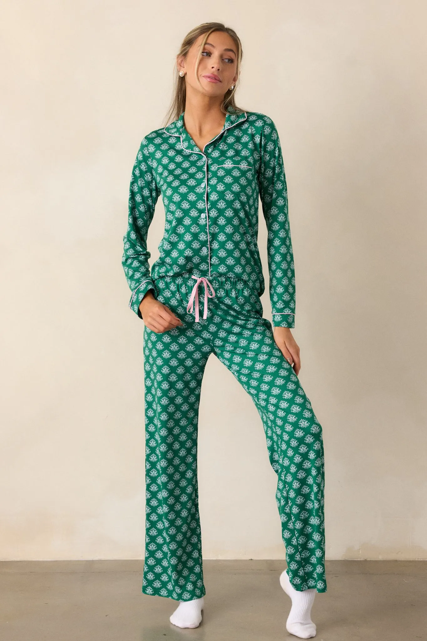 Beyond the Horizon Green Fleur De Lis Pajama Pants