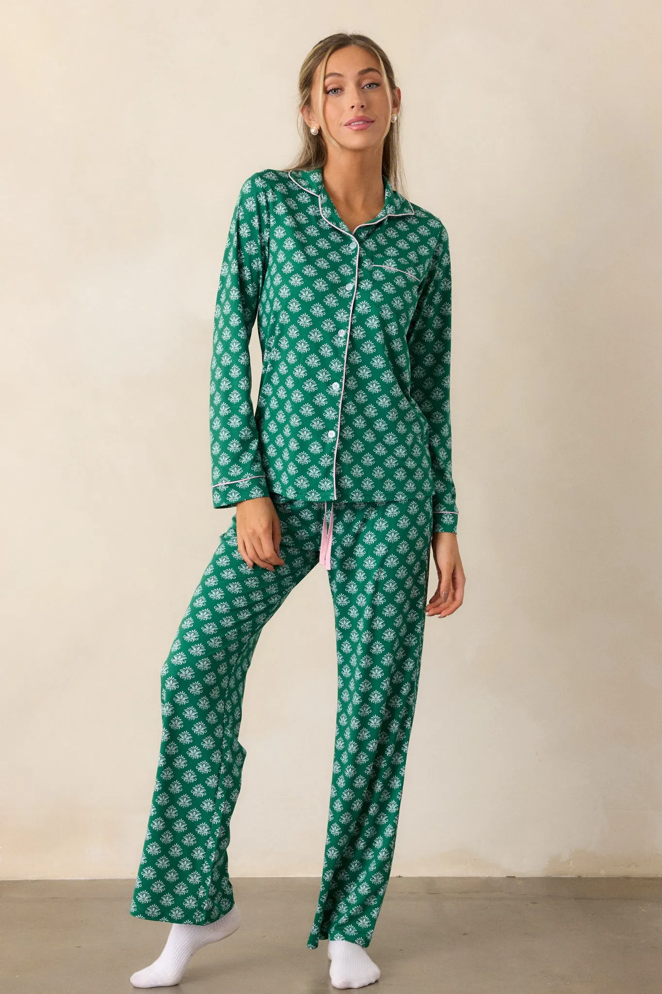 Beyond the Horizon Green Fleur De Lis Pajama Pants