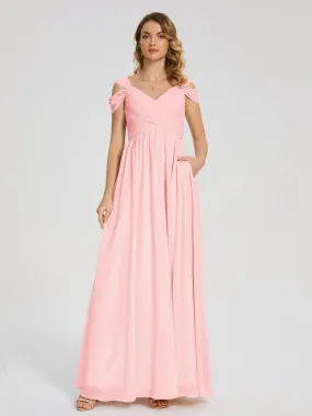 Blush Wedding Dress Bridesmaids Charlee Flowy Split Chiffon Bridesmaid Dresses