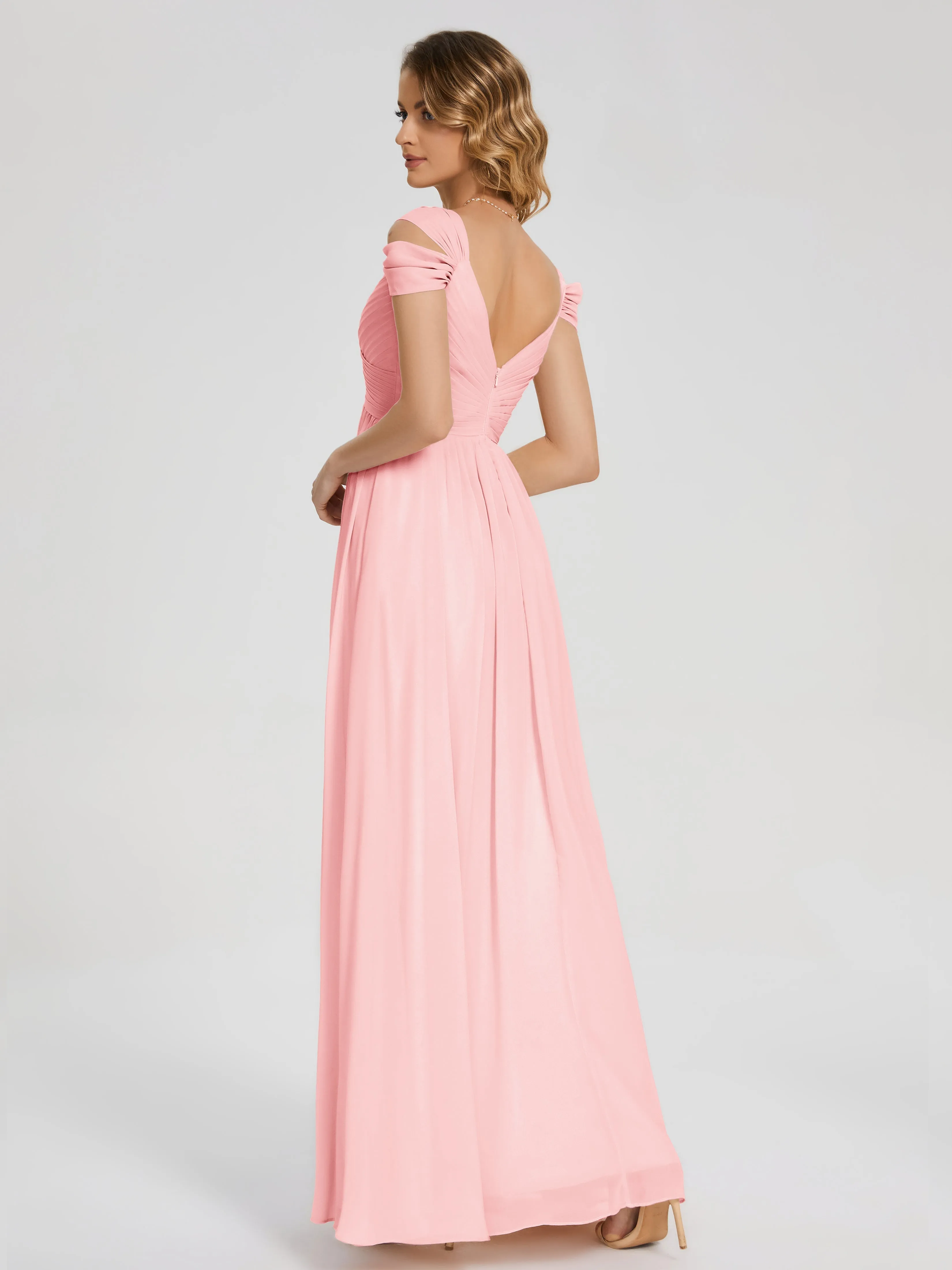 Blush Wedding Dress Bridesmaids Charlee Flowy Split Chiffon Bridesmaid Dresses