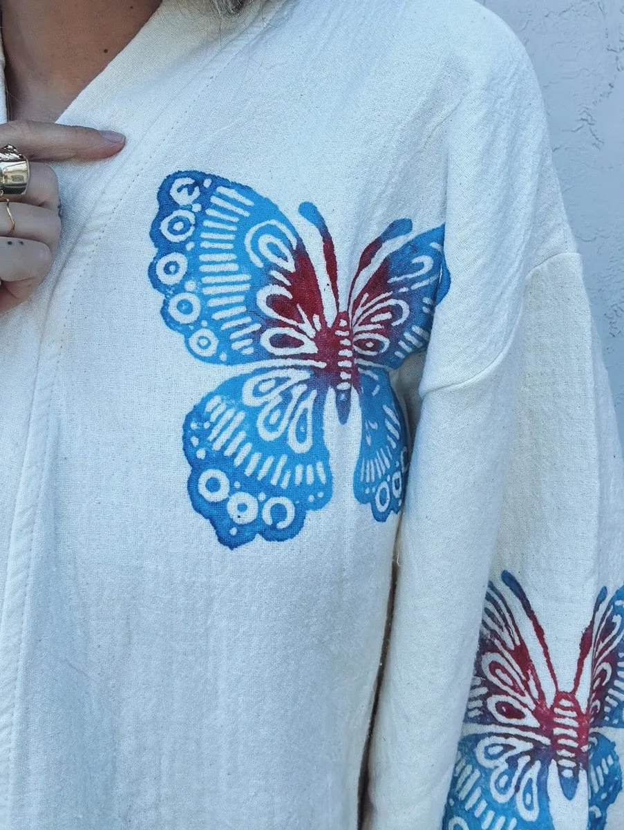 Botanical Butterfly One Of A Kind Hand Painted Kaftan Robe