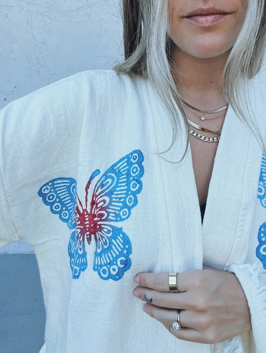 Botanical Butterfly One Of A Kind Hand Painted Kaftan Robe