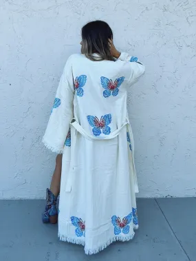 Botanical Butterfly One Of A Kind Hand Painted Kaftan Robe