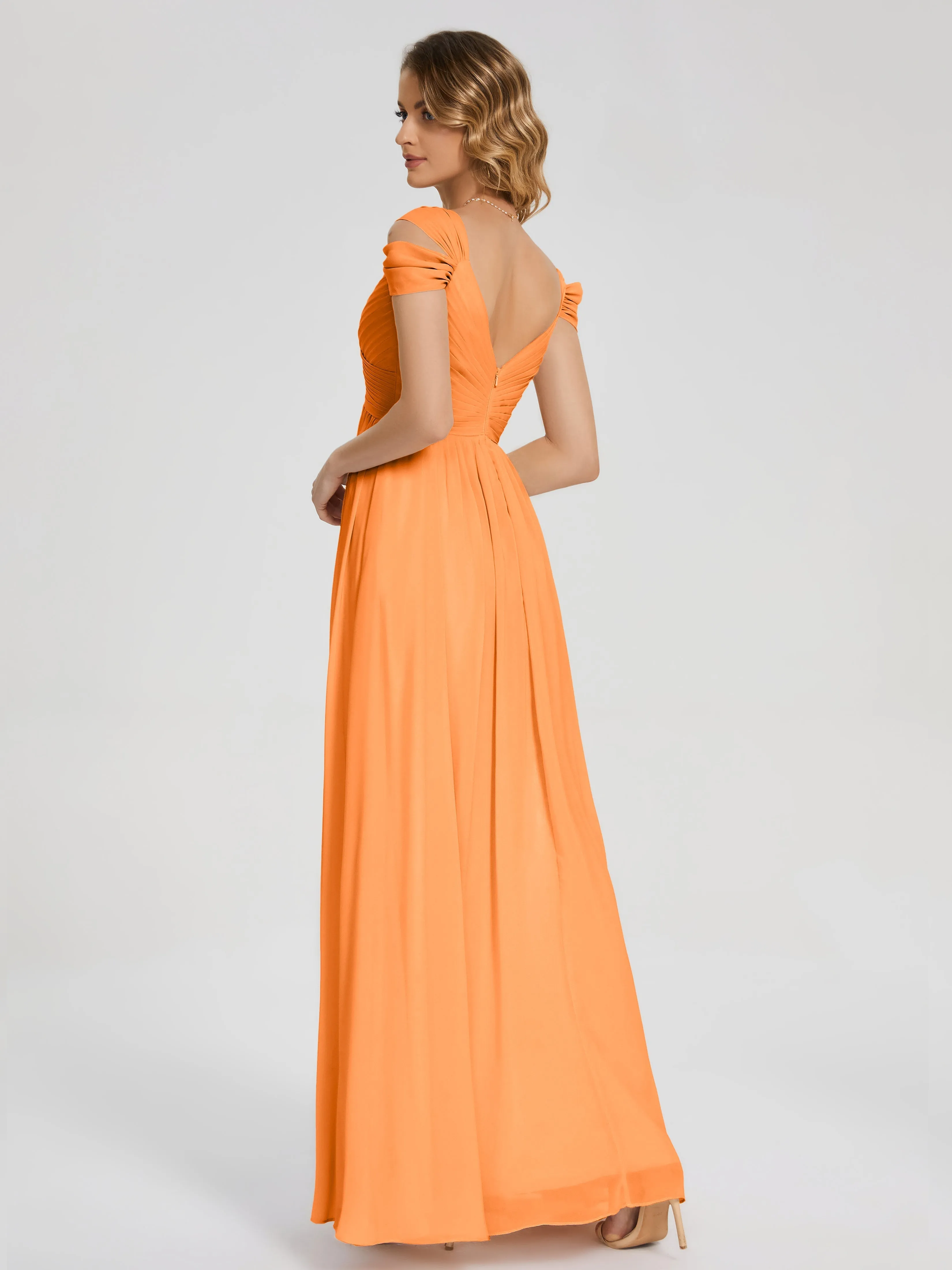 Bridesmaid Dress Orange Charlee Flowy Split Chiffon Bridesmaid Dresses