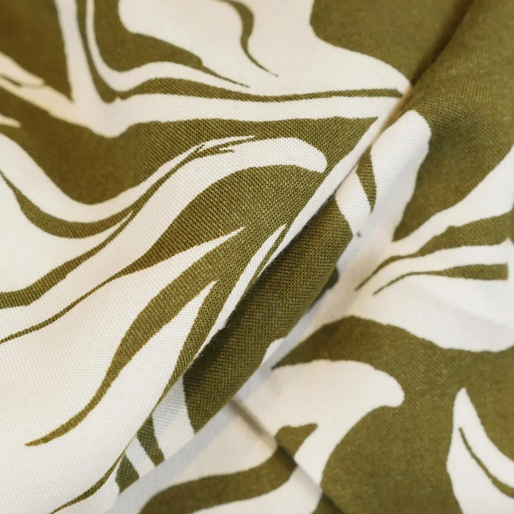 Capri - Dark Moss Green Foliage Viscose Woven Fabric Sample