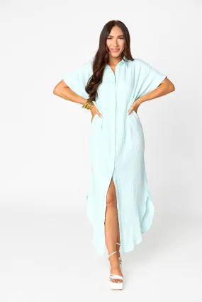 Carmen Cover Up Caftan Maxi Dress - Aqua