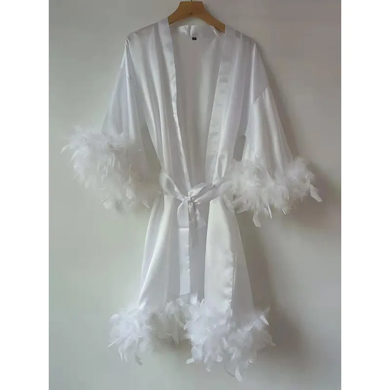 Customized Feathered Bridesmaid Robes