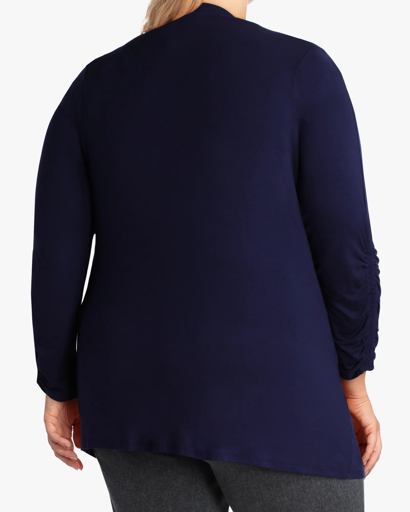 Donna Ruched Sleeve Cardigan | Navy