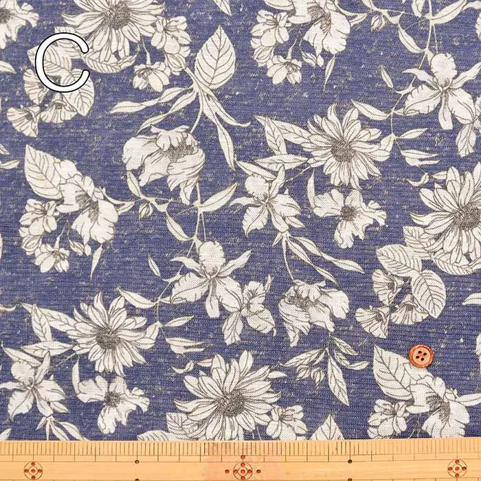 Easy Linen Knit Print Fabric - Flower