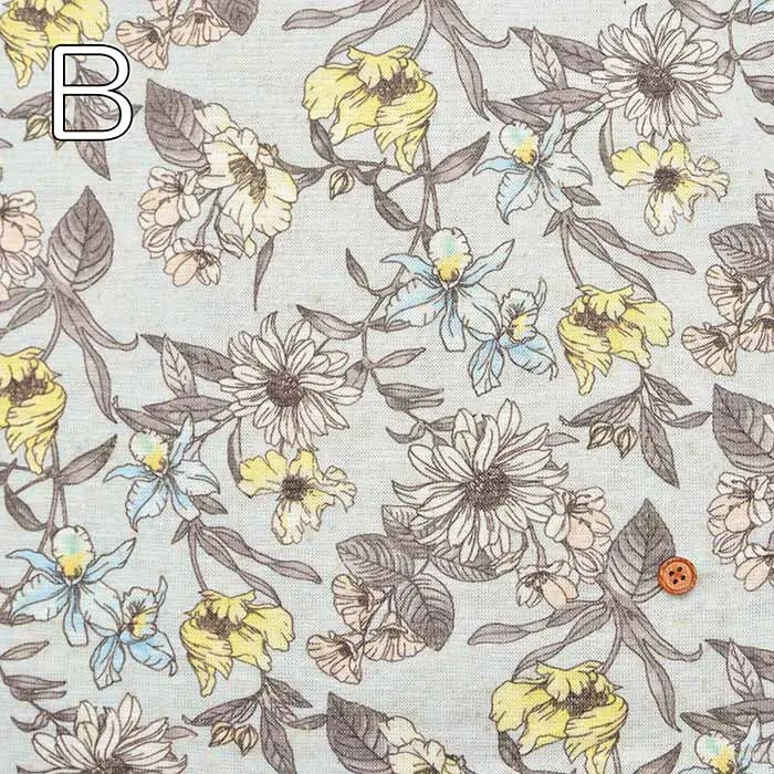 Easy Linen Knit Print Fabric - Flower