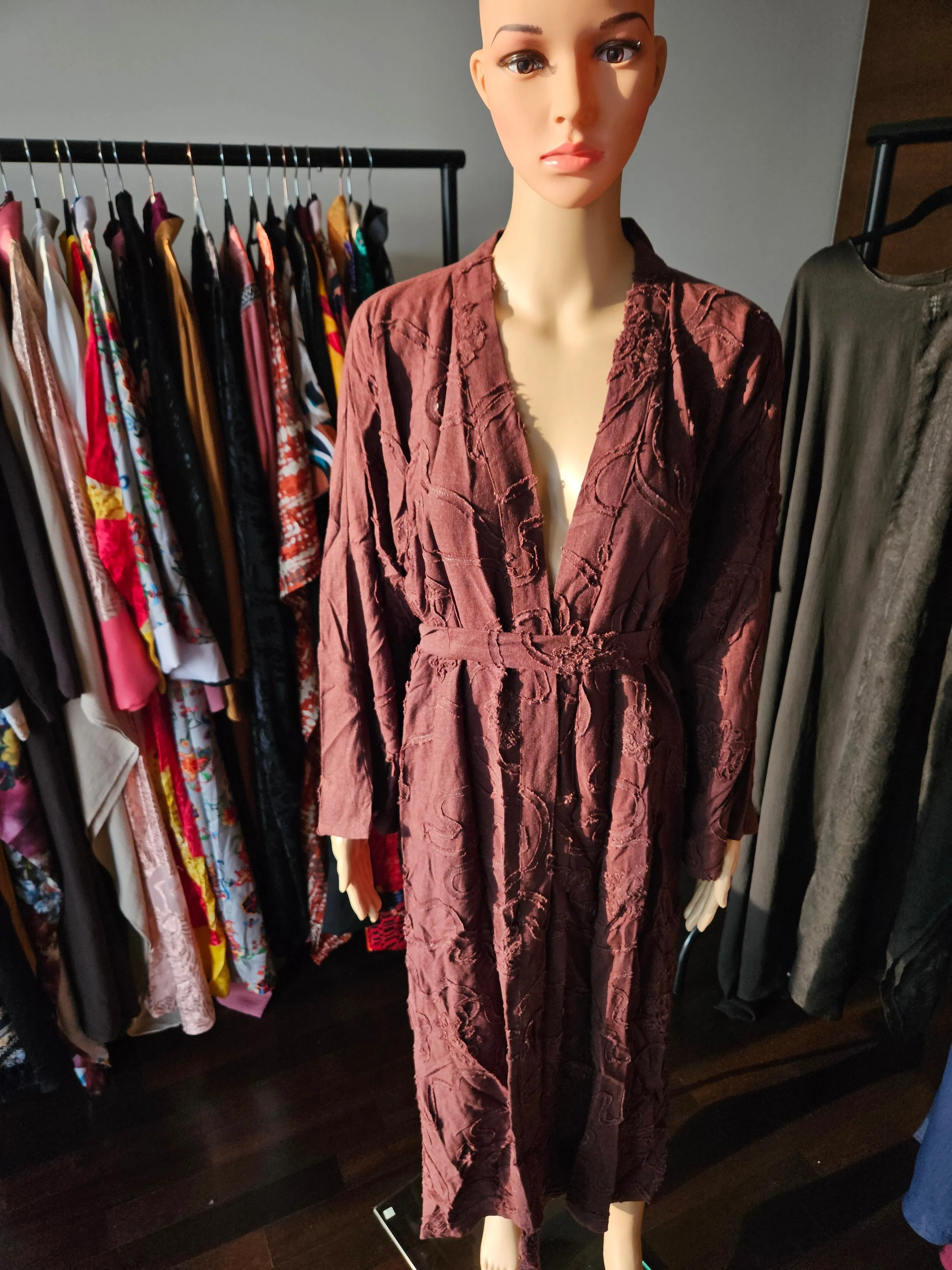 Elsa brown linen robe