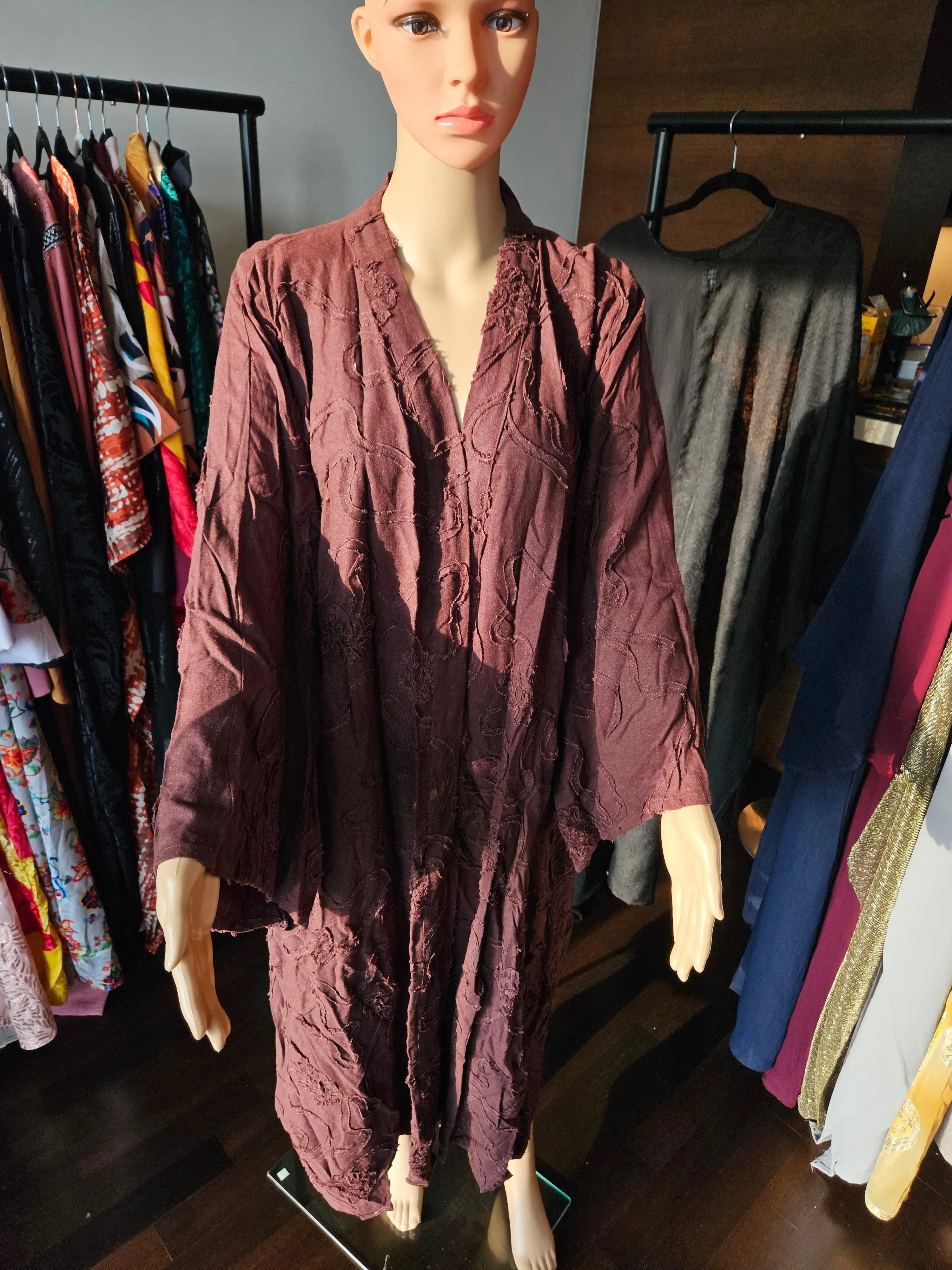 Elsa brown linen robe