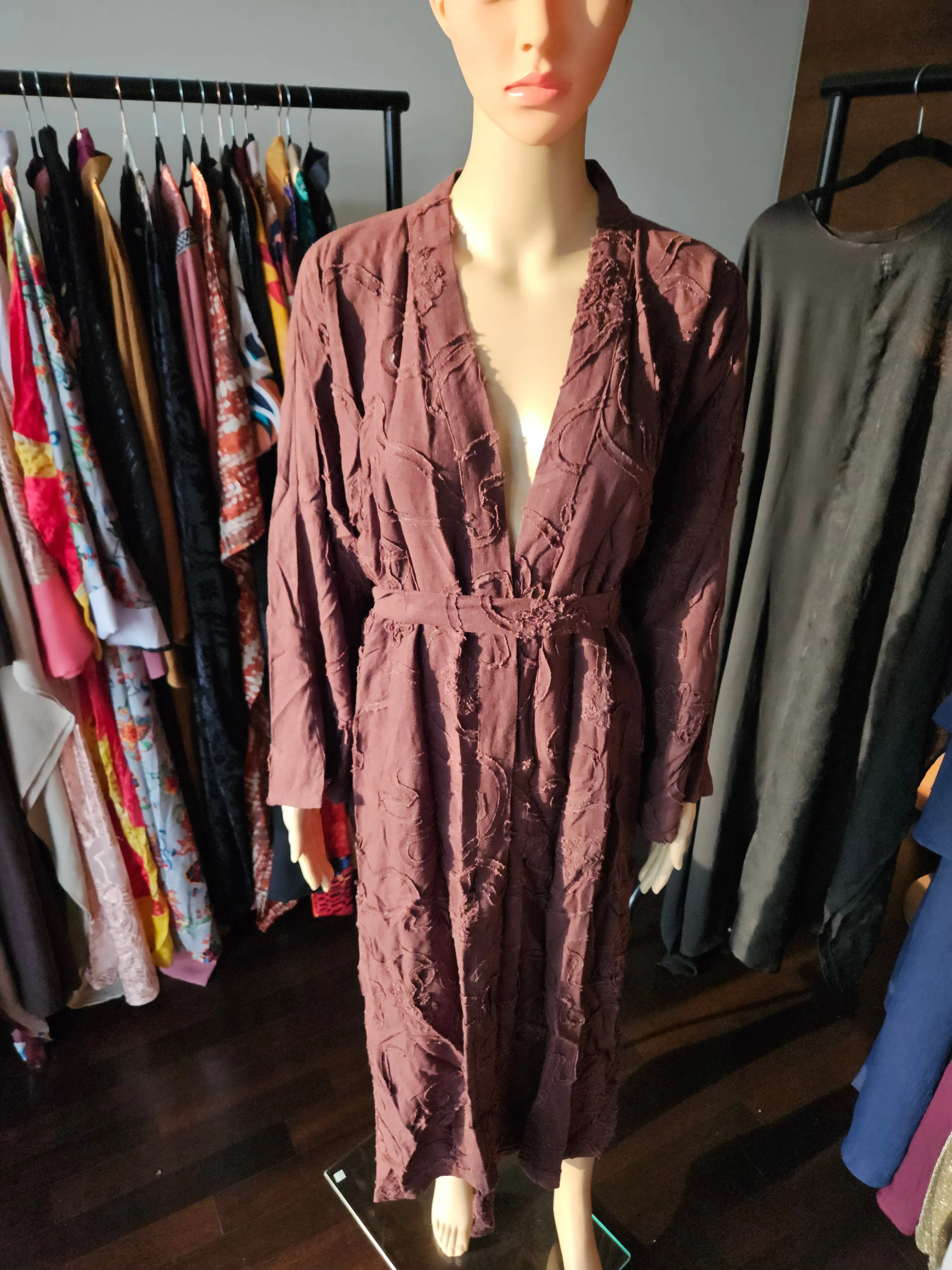 Elsa brown linen robe