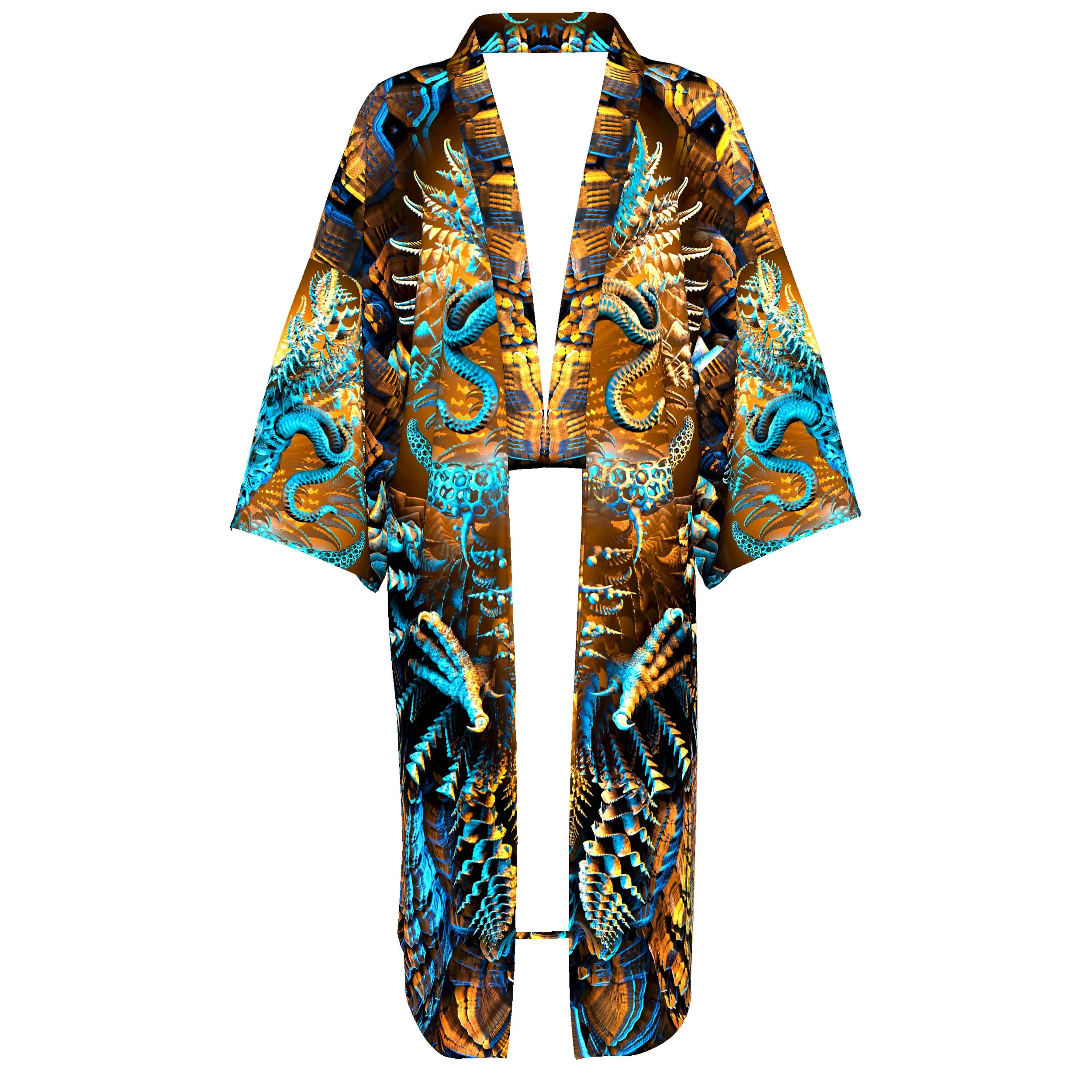 Festival Kimono | Psy Clothing | Burning Man Clothing | Swimsuit Coverup | UV Reactive Clothing | Gamuyan (KM)