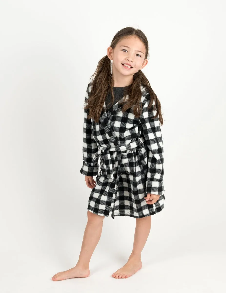 Fleece Plaid Hooded Robes