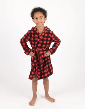 Fleece Plaid Hooded Robes