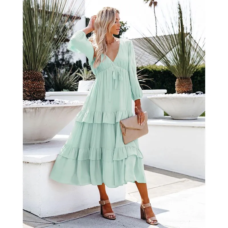 Flowy Ruffle Tunic Midi Dress