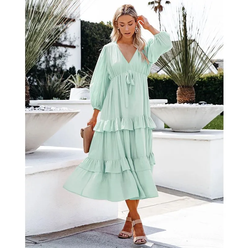 Flowy Ruffle Tunic Midi Dress