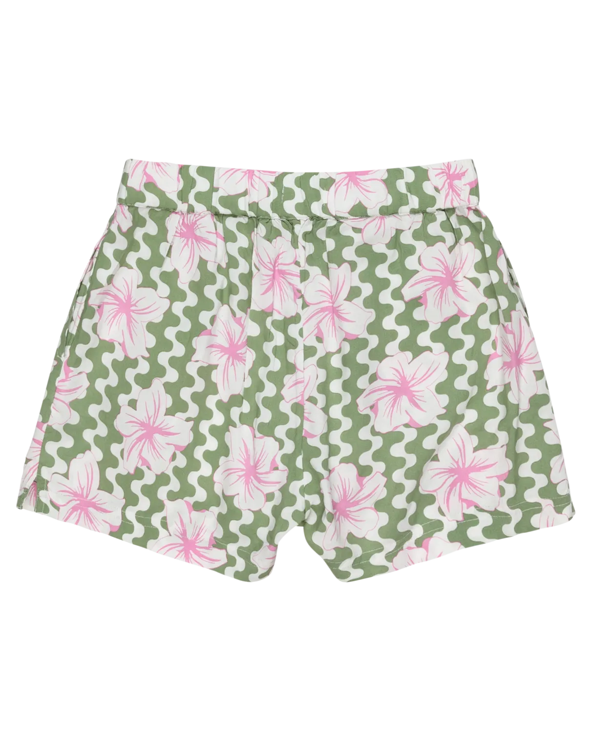 Girls Blue Ocean Floor Shorts in Basil Party Waves