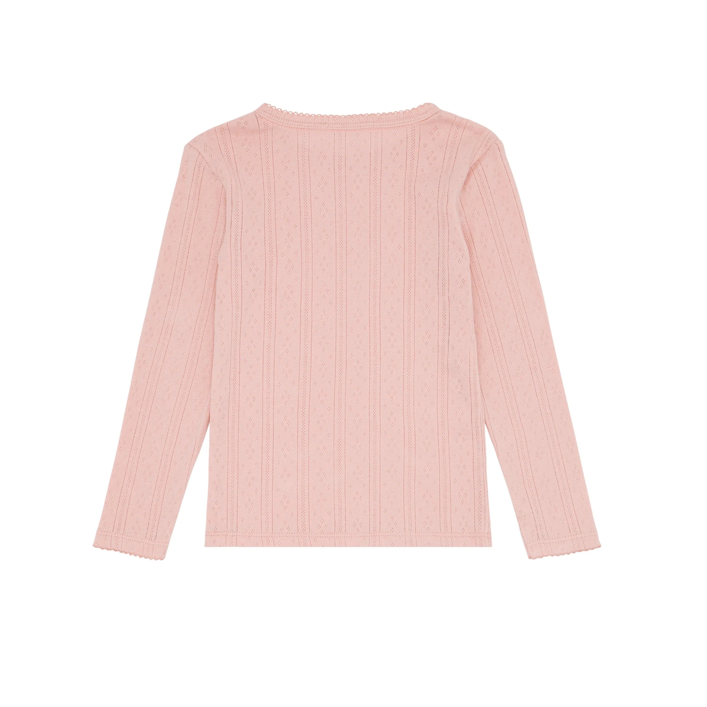 girls camellia pink pointelle long sleeve shirt