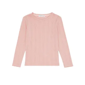 girls camellia pink pointelle long sleeve shirt