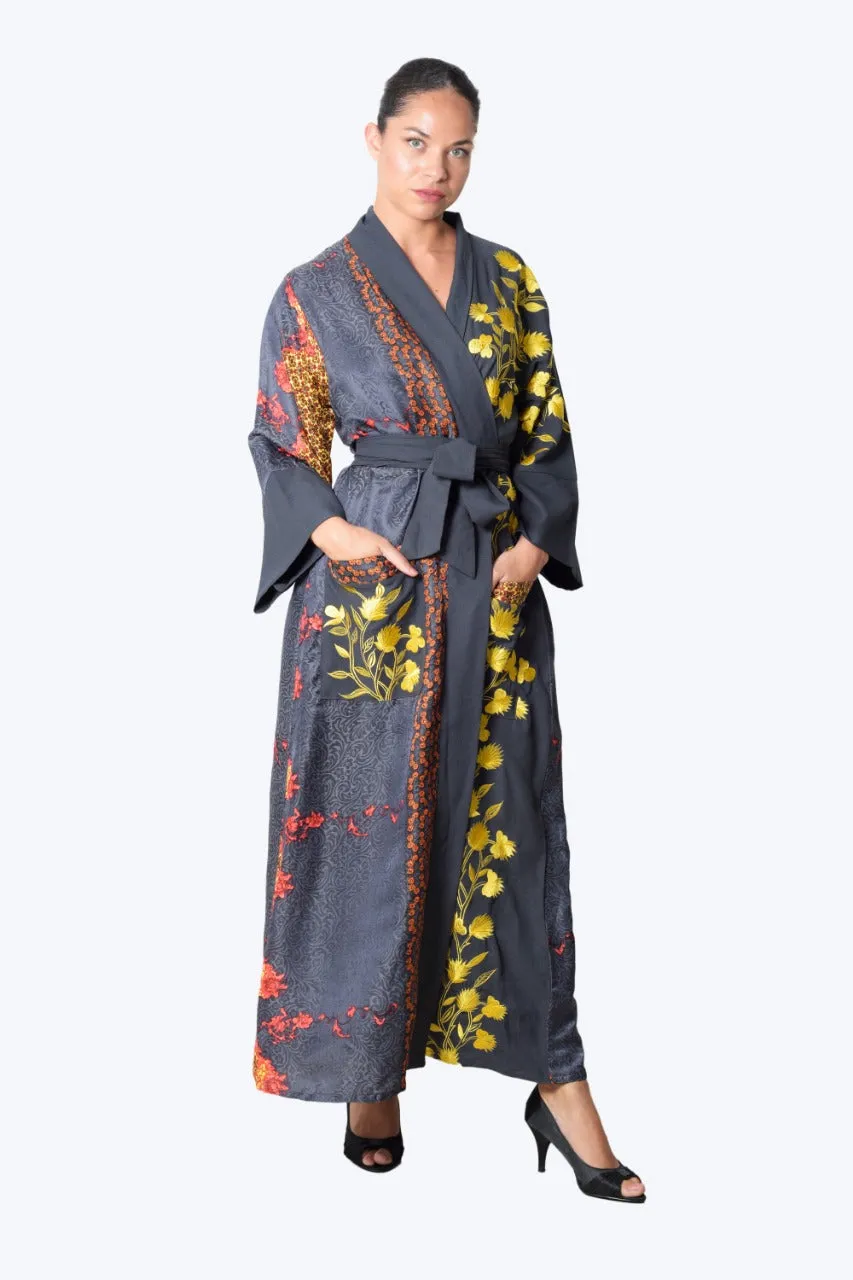 Hailey embroidered kimono robe