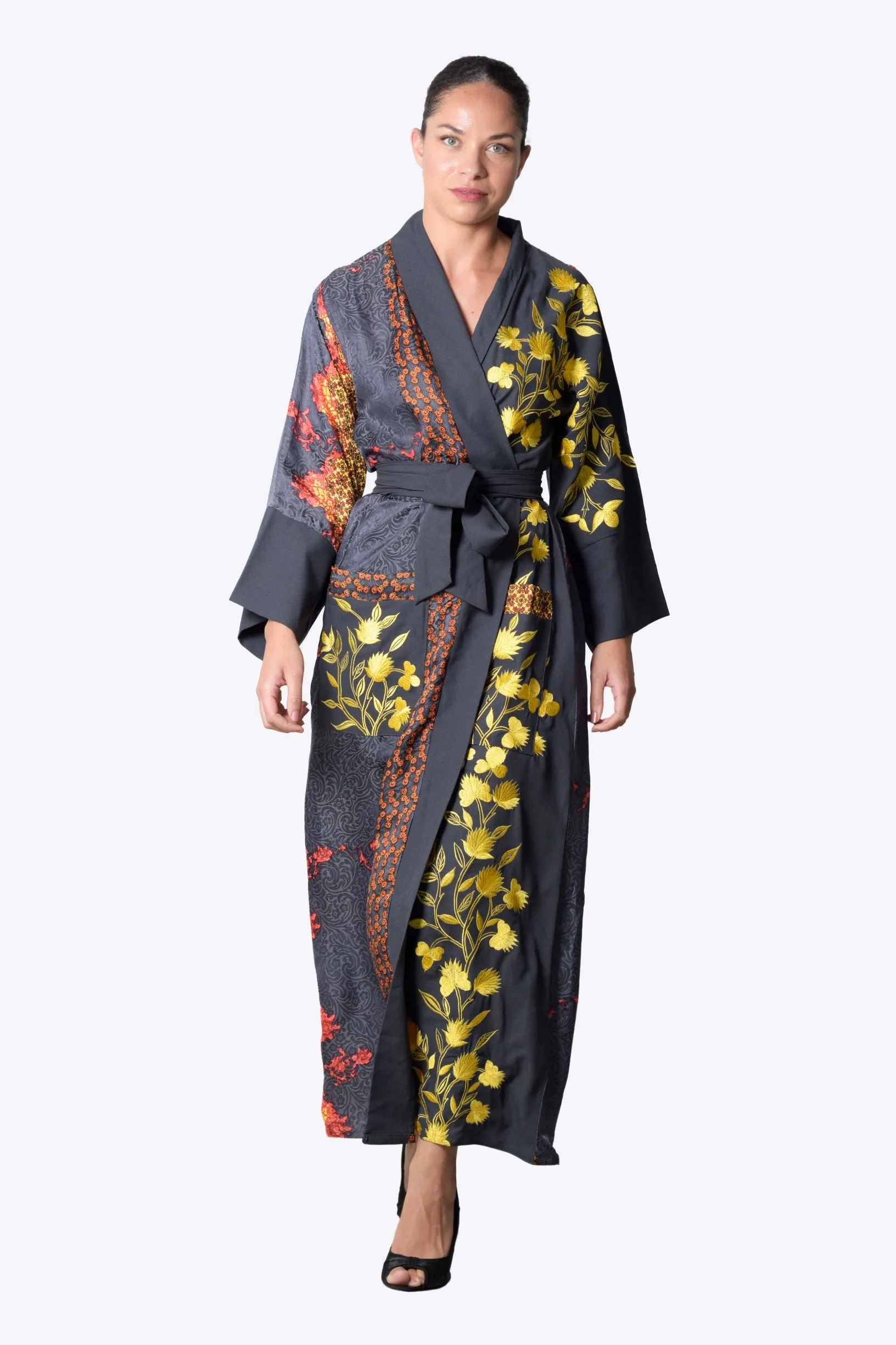 Hailey embroidered kimono robe