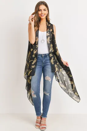 Hdf3165 - Camouflage Print Open Kimono