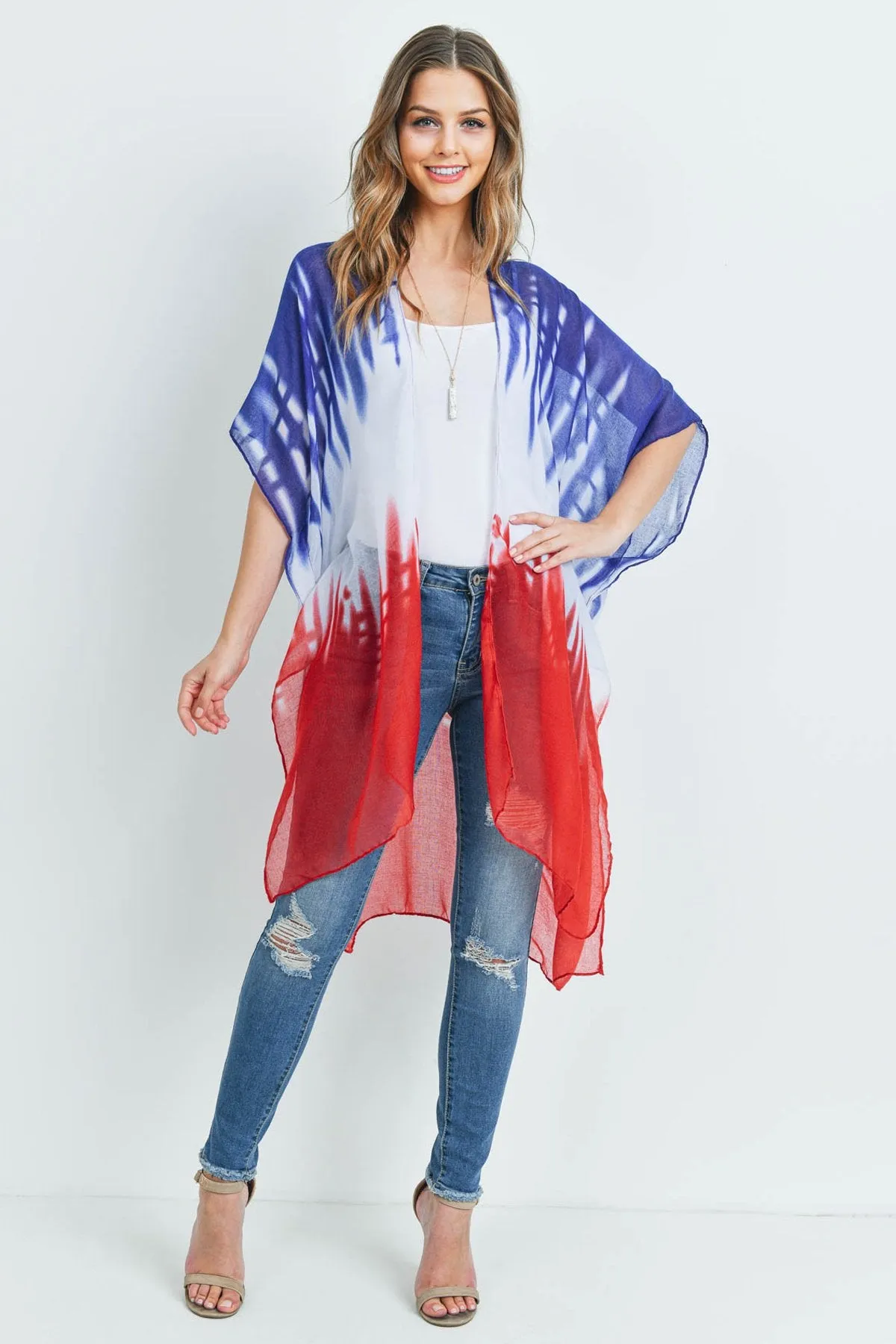 Hdf3170 - Distressed Ombre Open Front Kimono