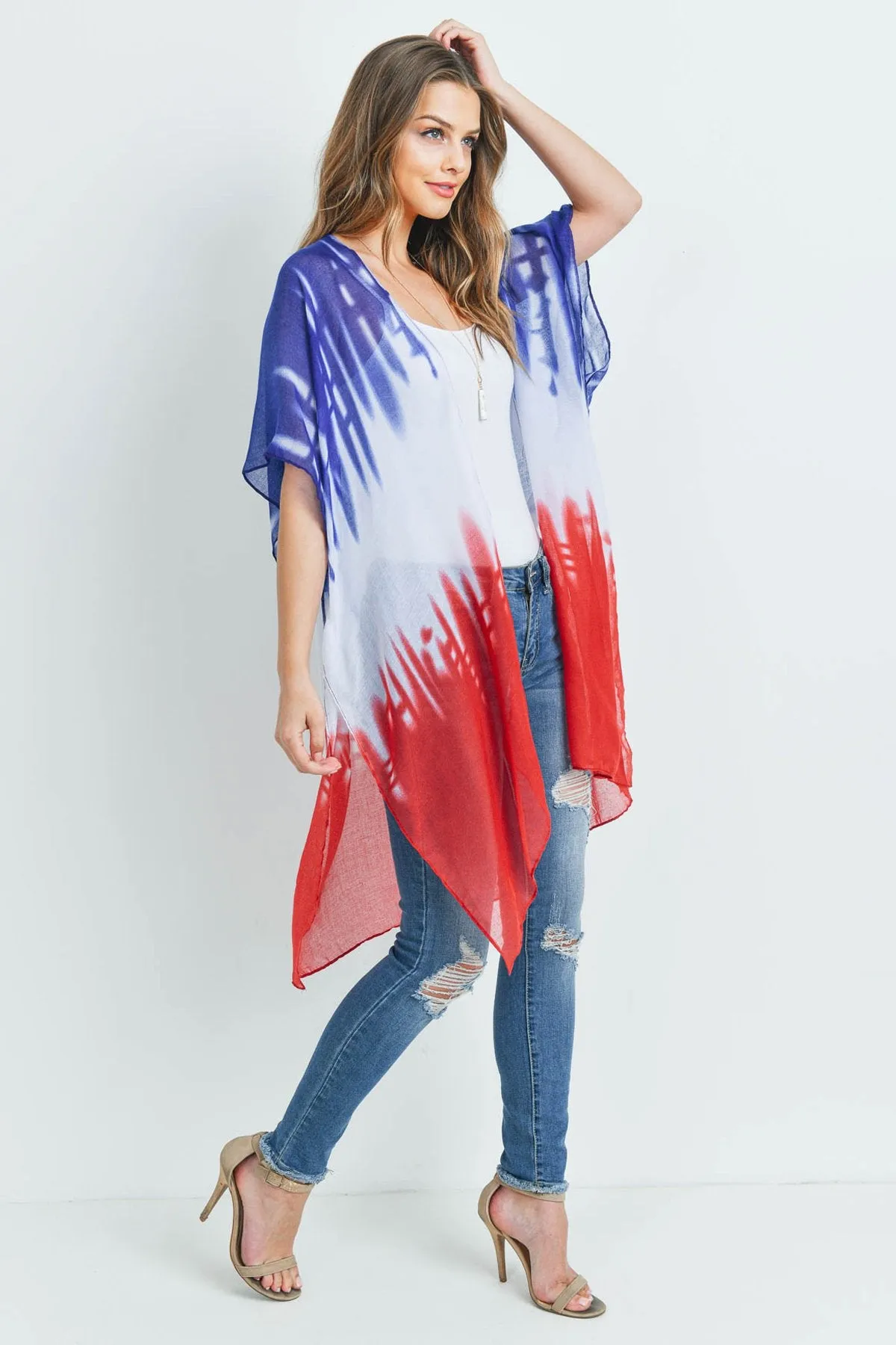 Hdf3170 - Distressed Ombre Open Front Kimono