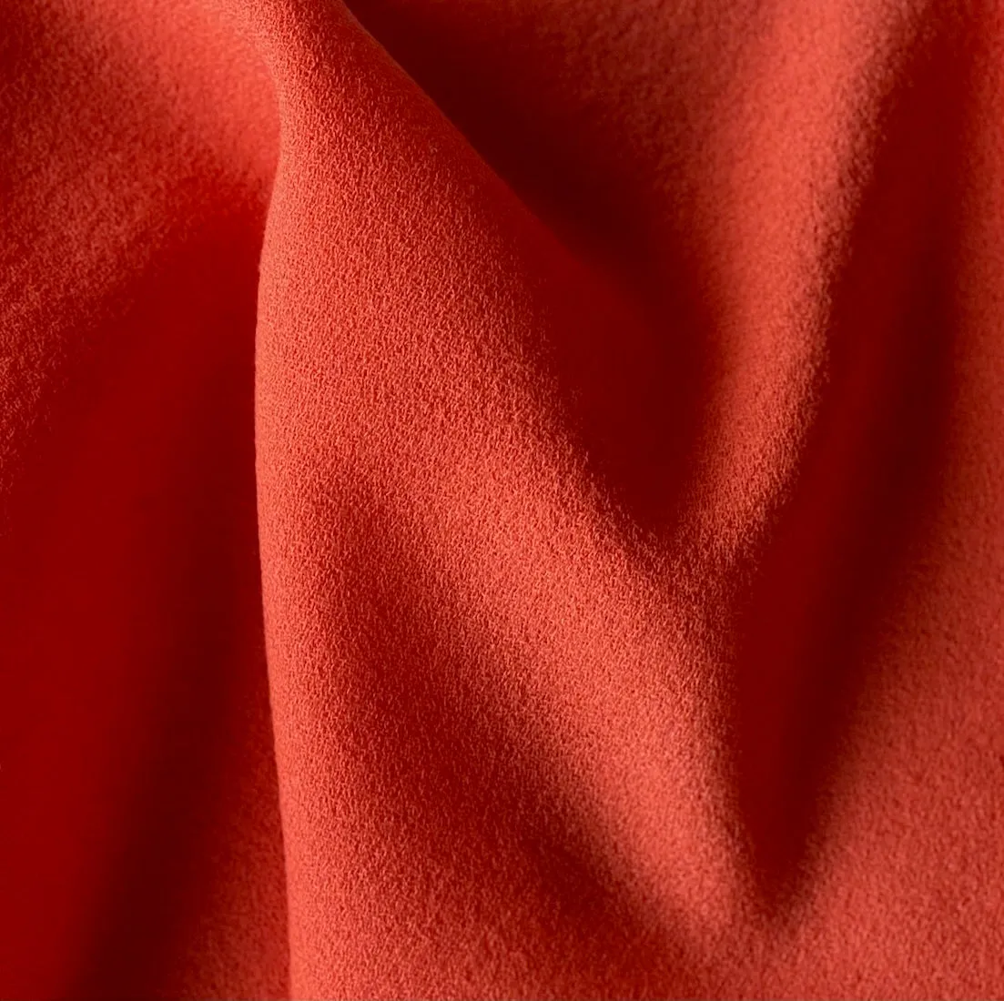 High-End Brilliant Coral Selvedged Wool Crepe (Made in Italy)