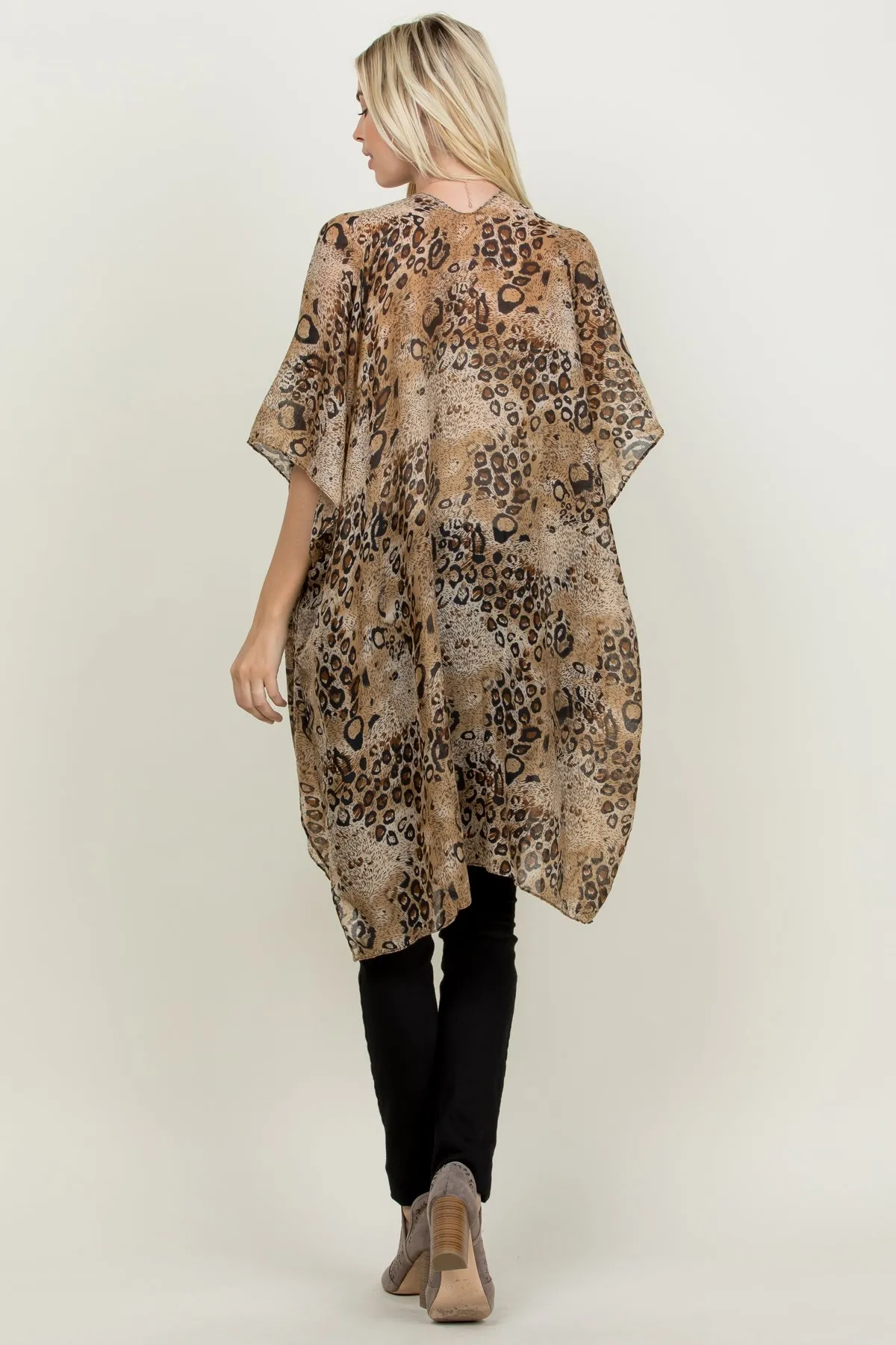 LEOPARD OPEN FRONT KIMONO/1PC