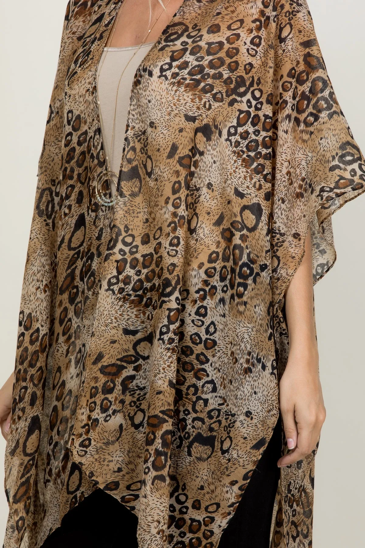 LEOPARD OPEN FRONT KIMONO/1PC