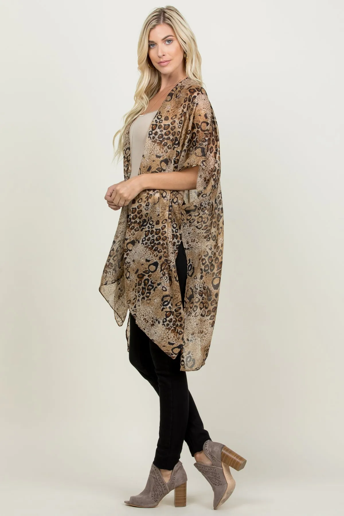 LEOPARD OPEN FRONT KIMONO/1PC