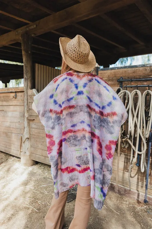 Leto Tie Dye Daydream Open Front Kimono