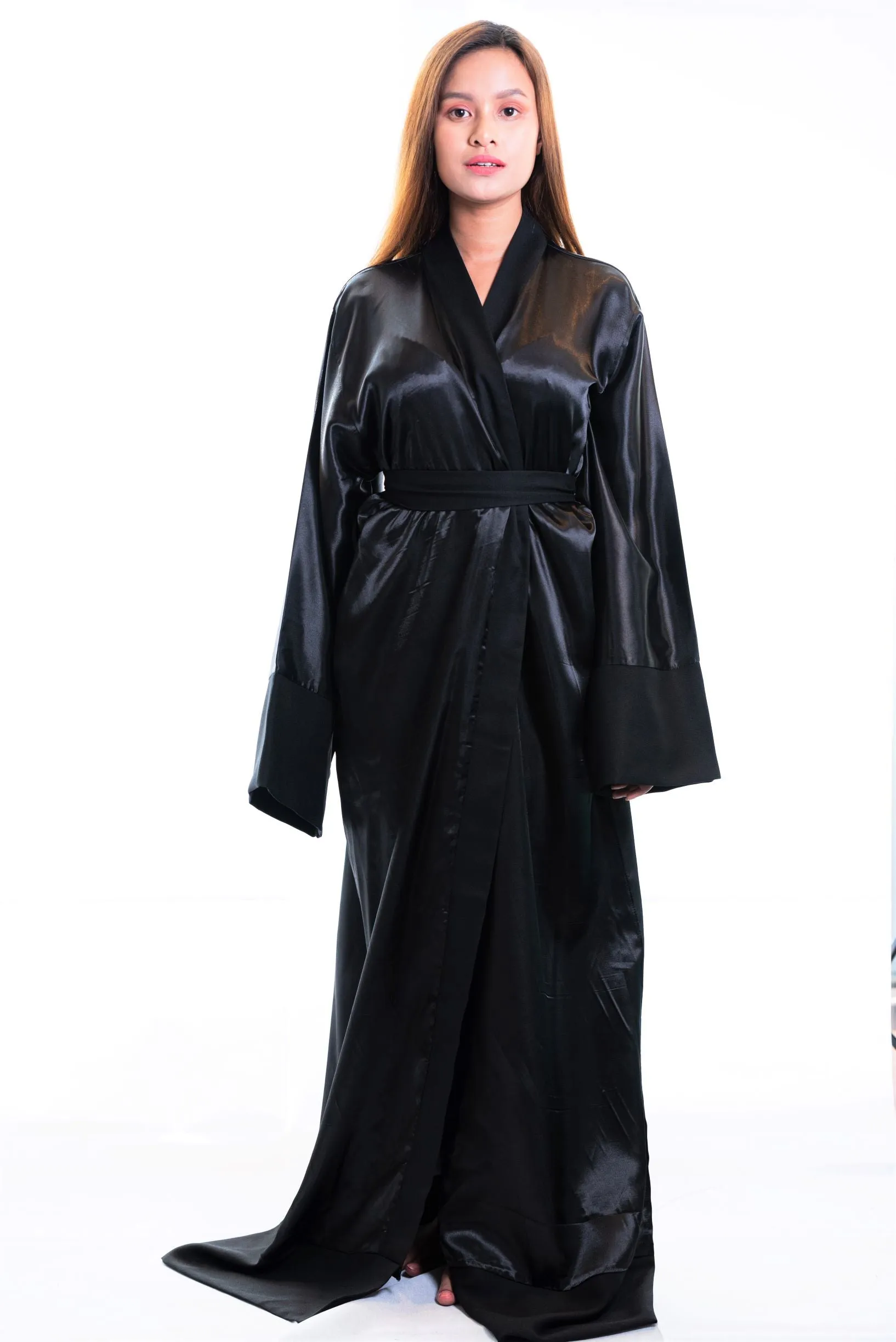 Lorraine Black Silk Robe