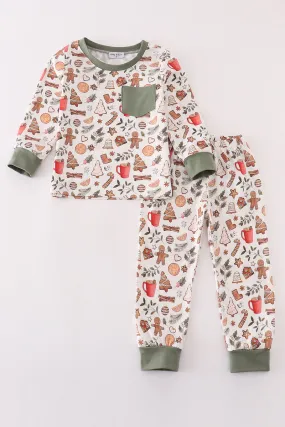 Merry christmas print boy pajamas set