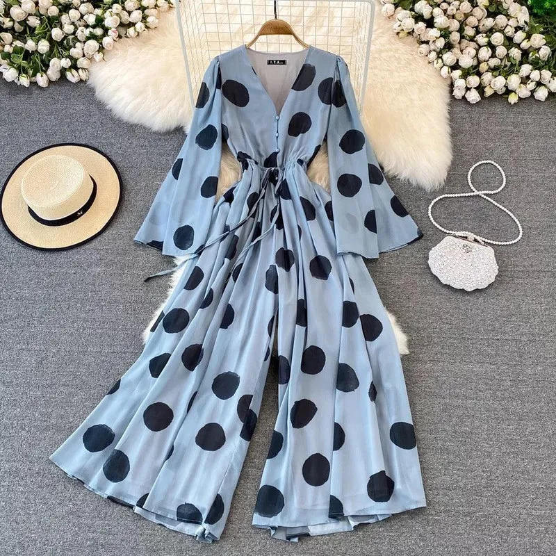 Meseri Polka Flowy Jumpsuit(fits upto bust 36 waist 32)