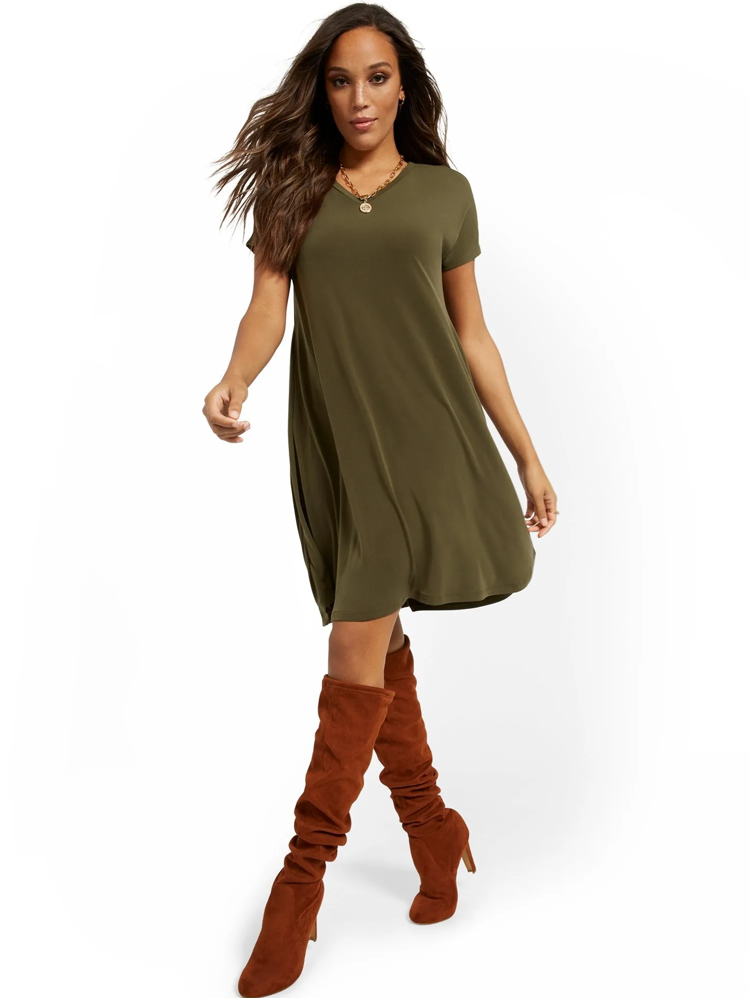 Mini V-Neck T-Shirt Dress