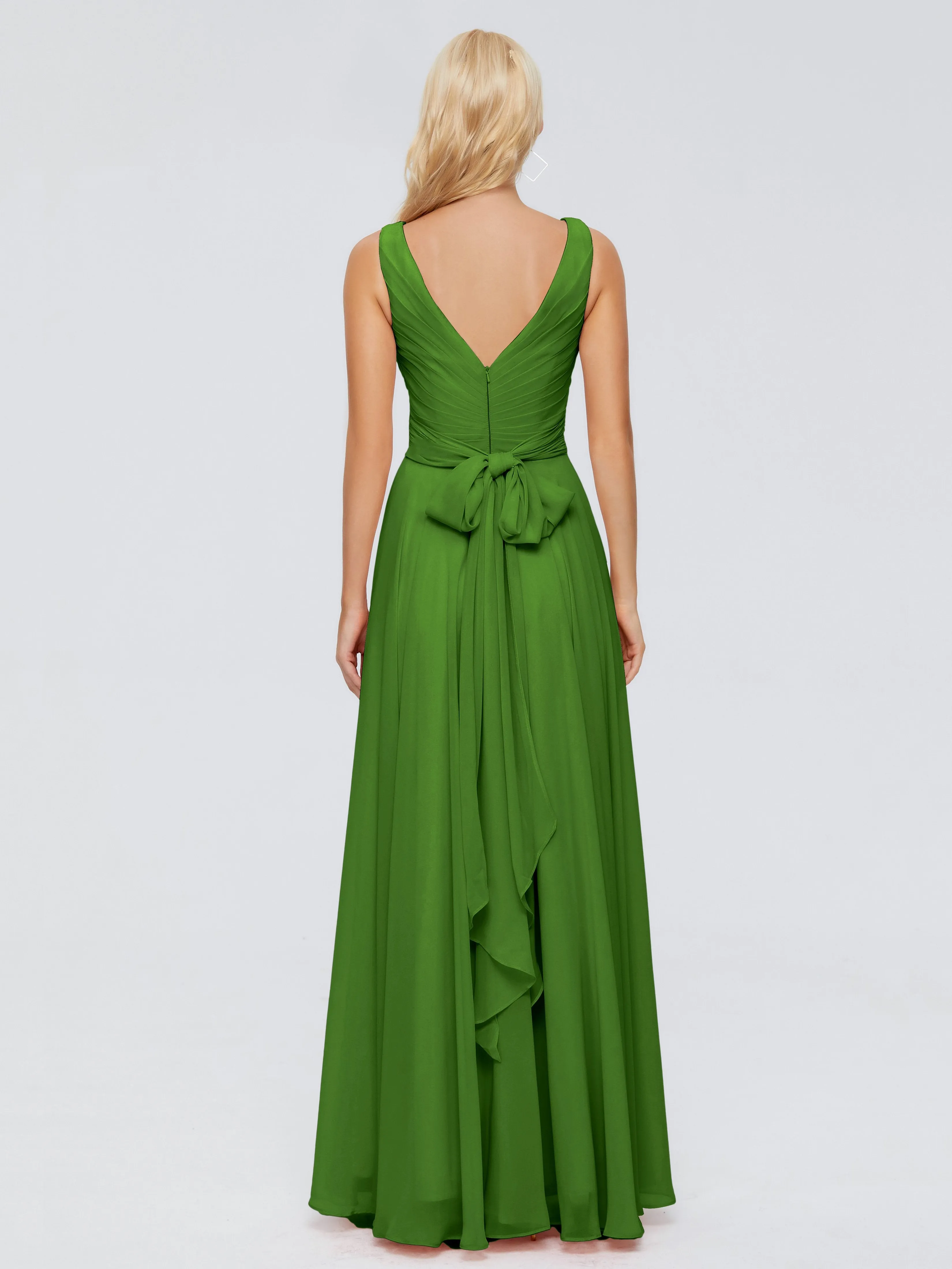 Moss Colored Bridesmaid Dresses Ryleigh Flowy Chiffon Bridesmaid Dresses With Bow