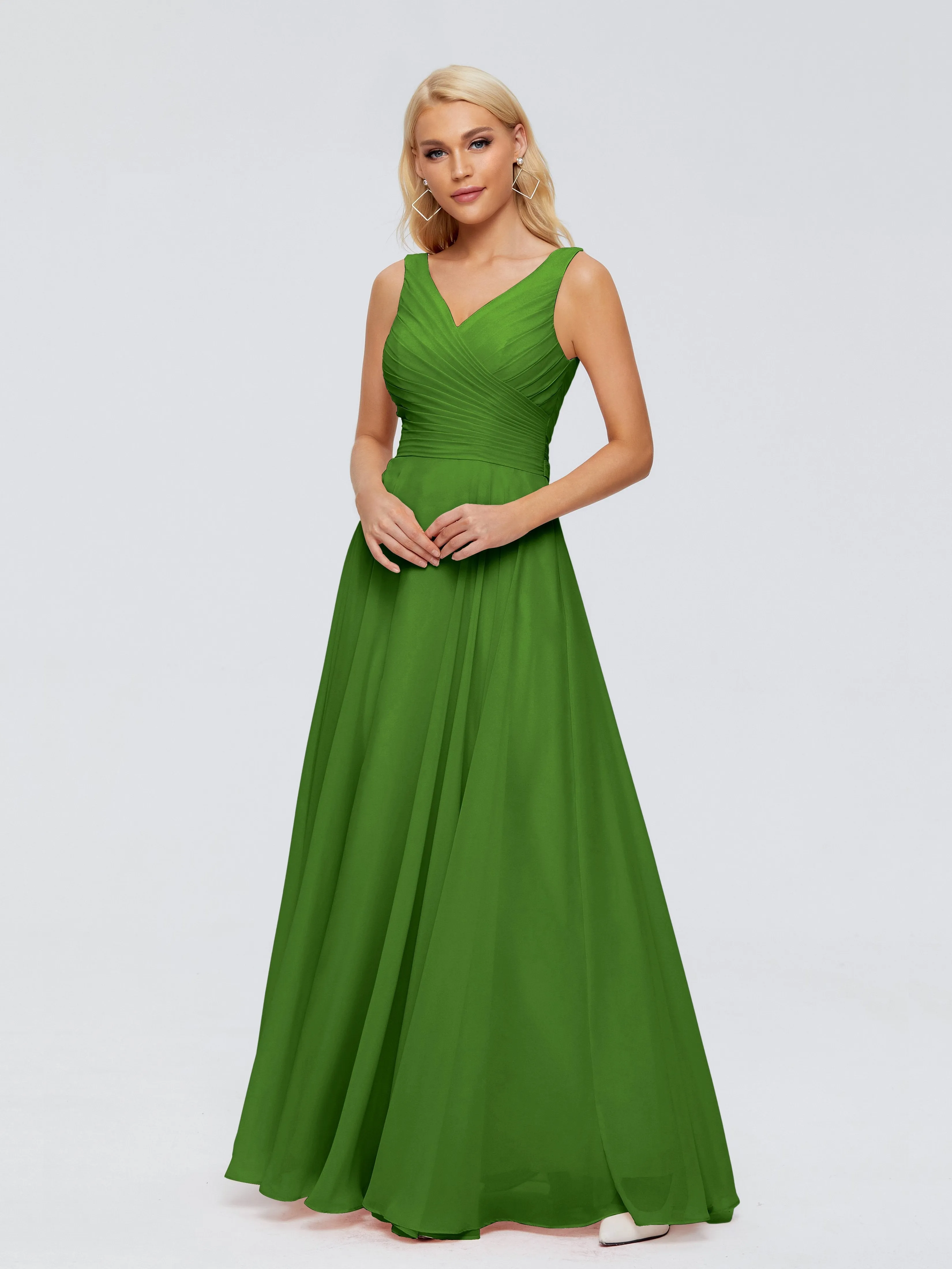 Moss Colored Bridesmaid Dresses Ryleigh Flowy Chiffon Bridesmaid Dresses With Bow