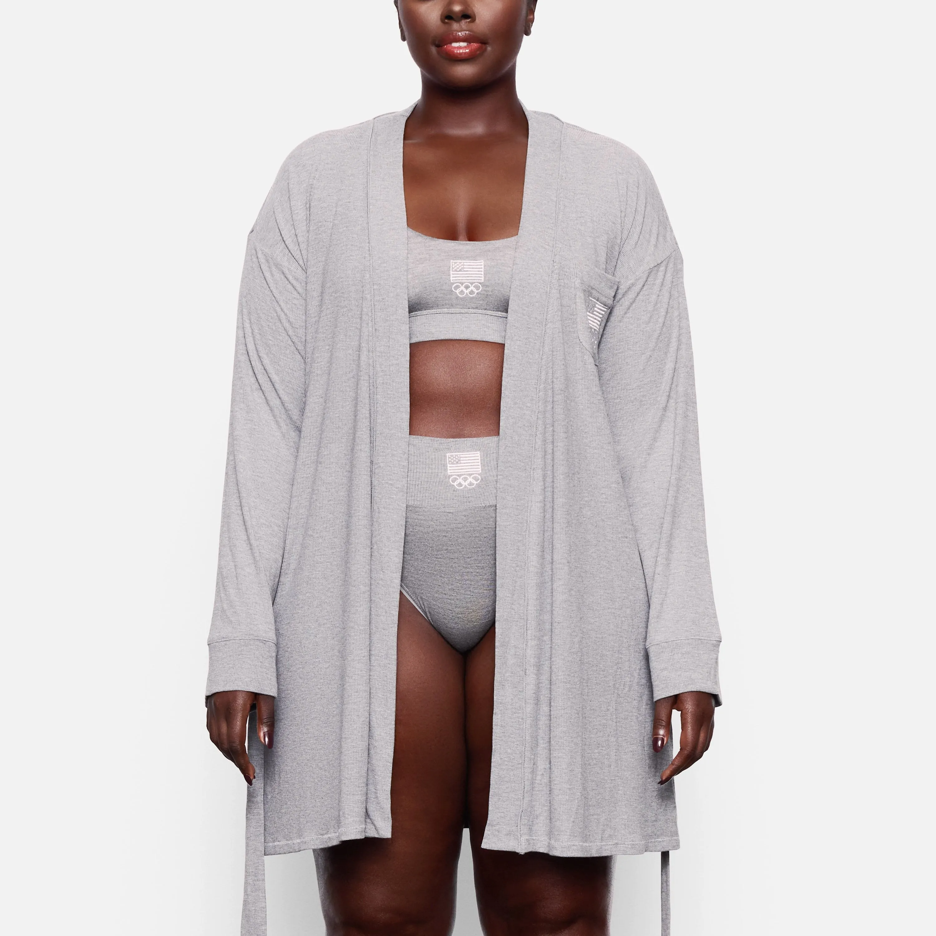 OLYMPIC CAPSULE RIB ROBE | HEATHER GREY