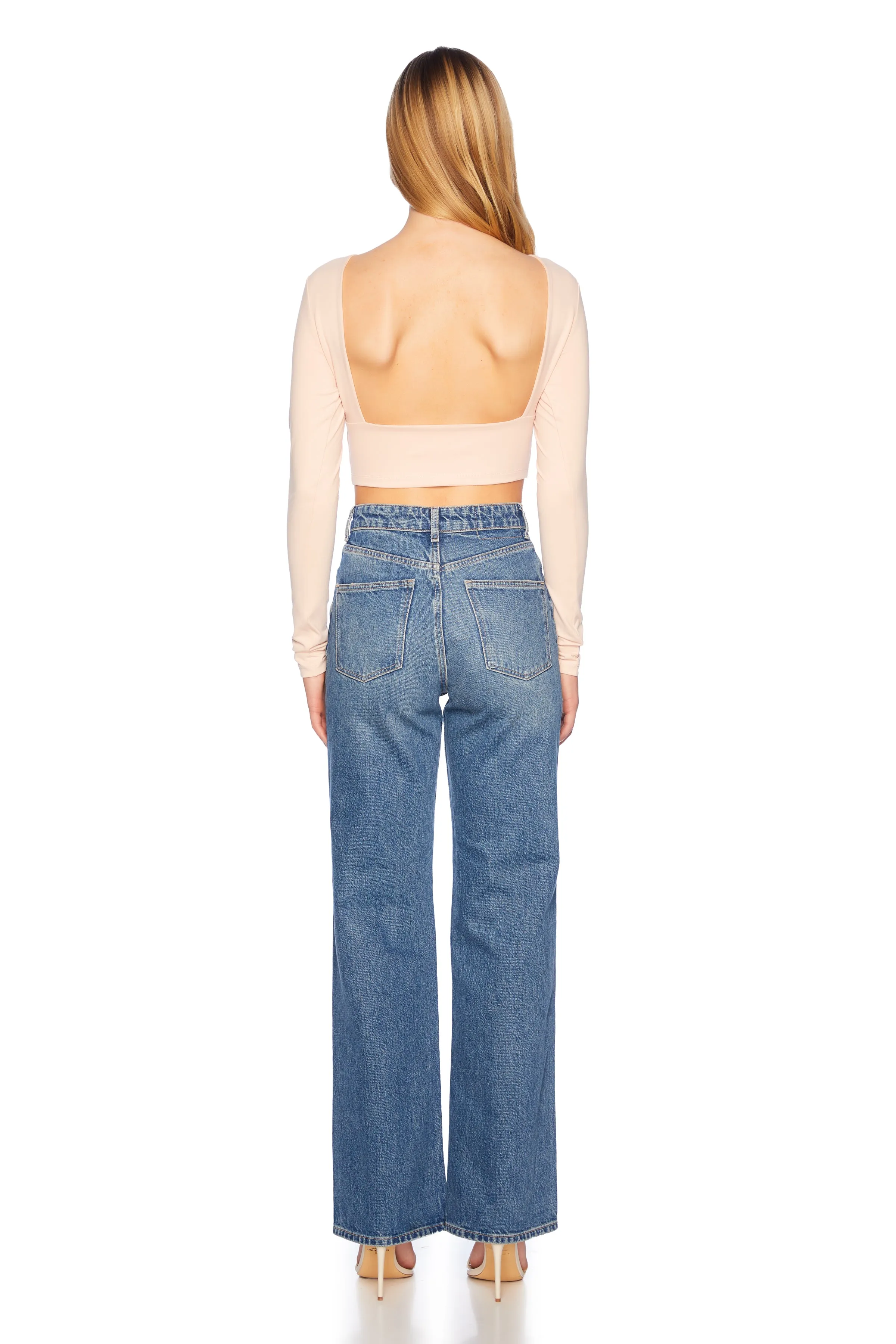 open back crop (at waist)