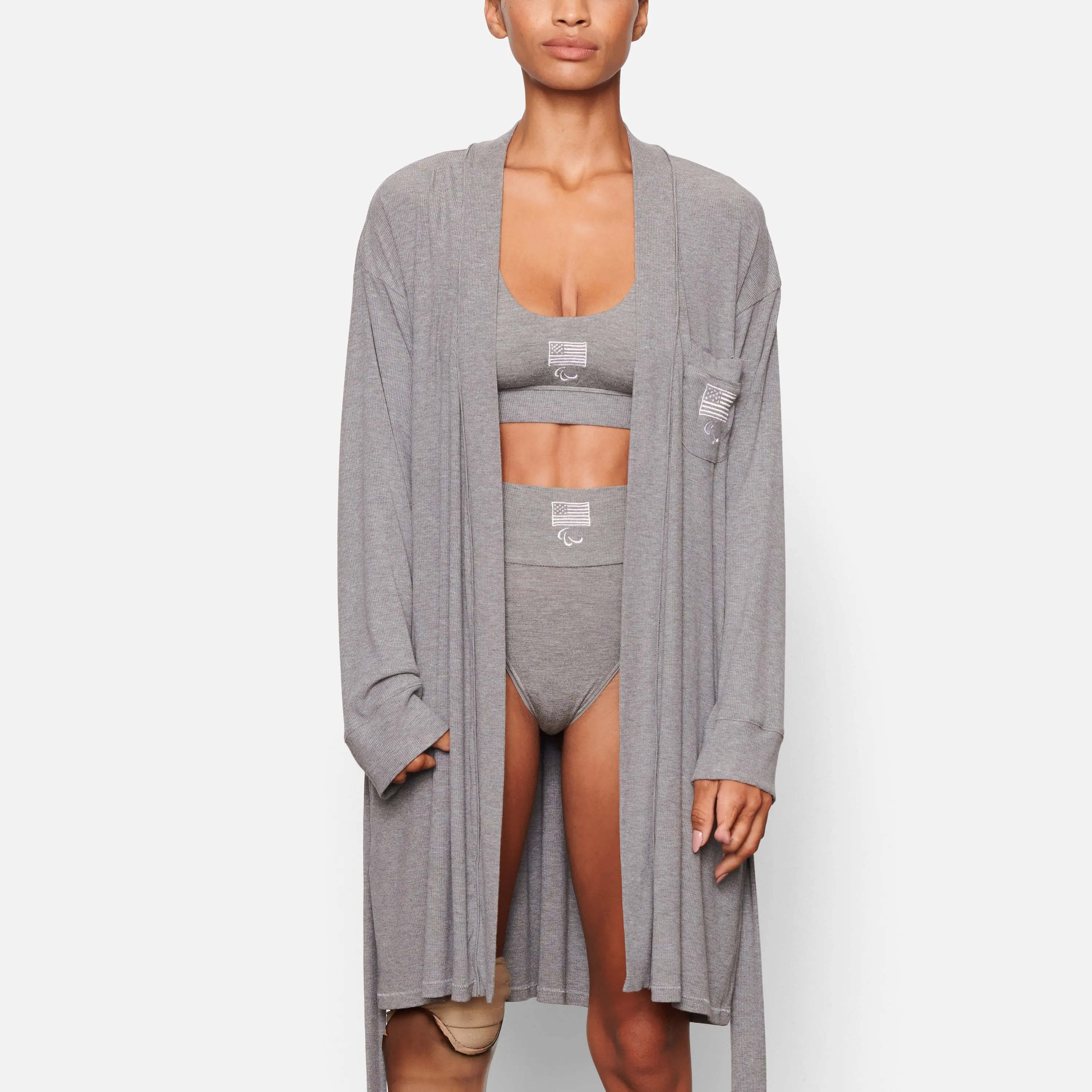 PARALYMPIC CAPSULE RIB ROBE | HEATHER GREY